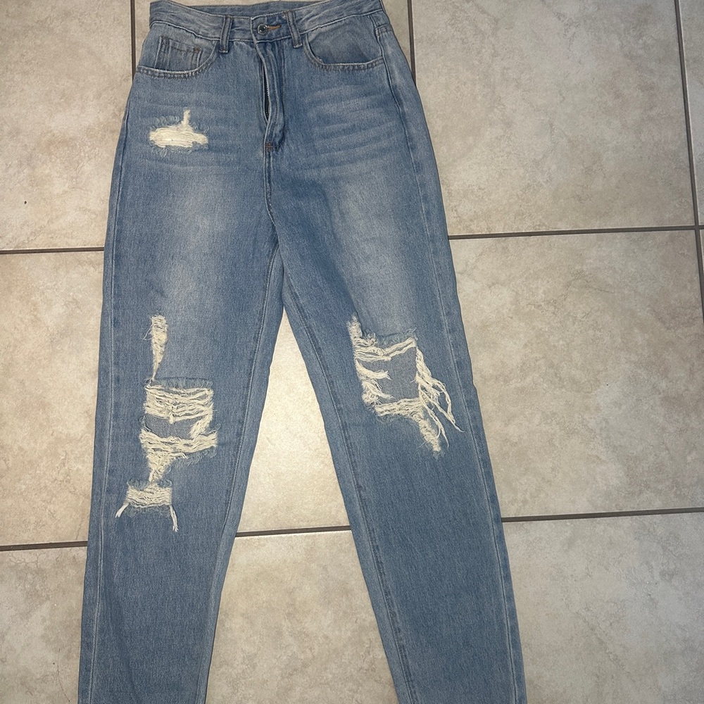 Classic Blue Distressed Women's Jeans